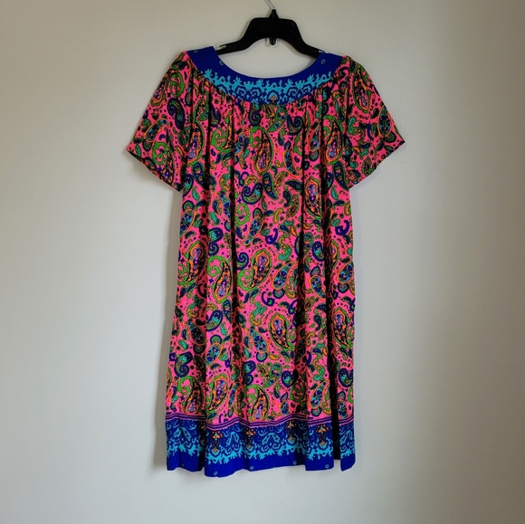 Vintage Neon Paisley House Dress - Picture 5 of 8